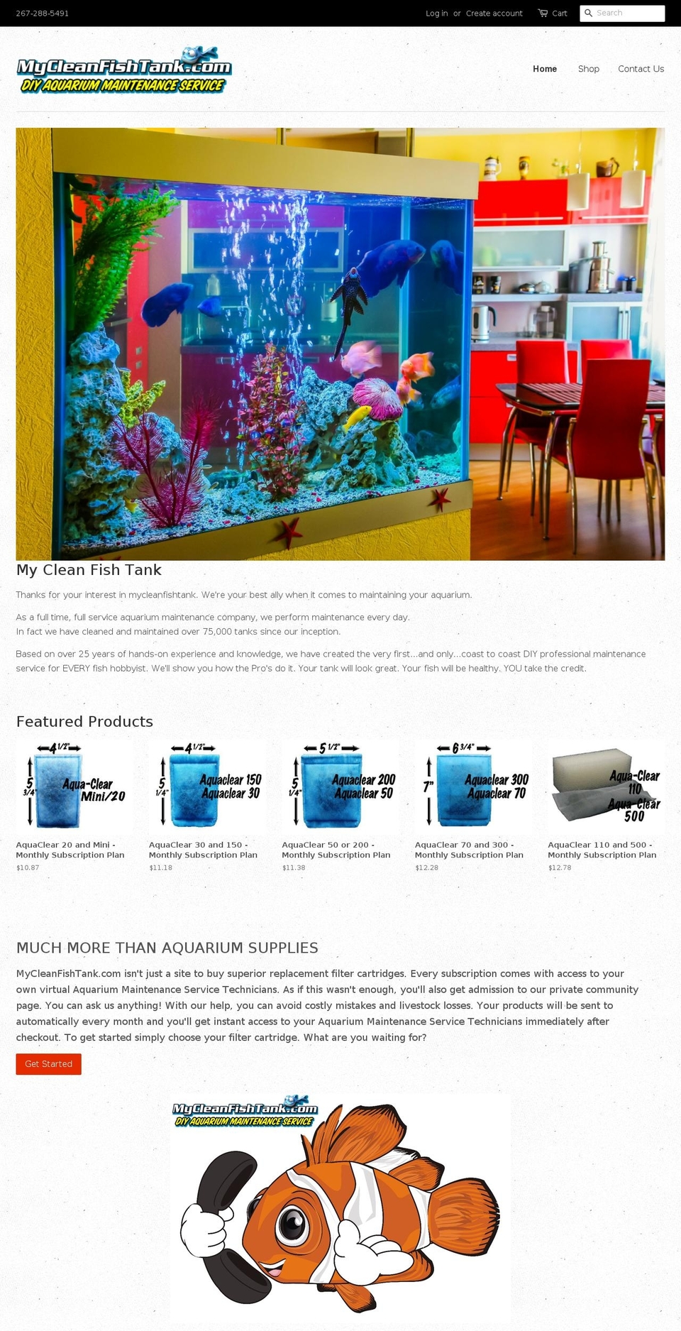 mycleanfishtank.com — Shopify storefront screenshot