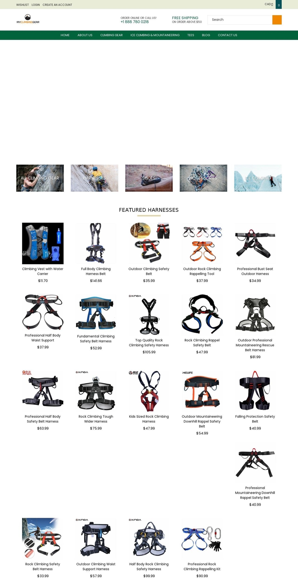 nexgeek Shopify theme site example myclimbinggear.com