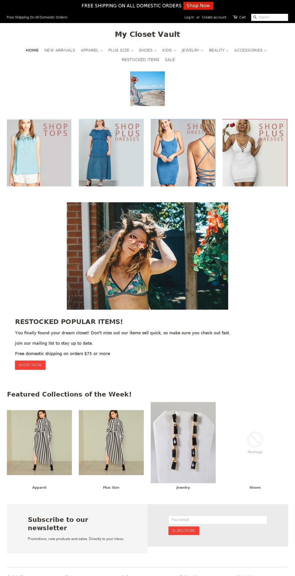 myclosetvault.com — Shopify storefront screenshot