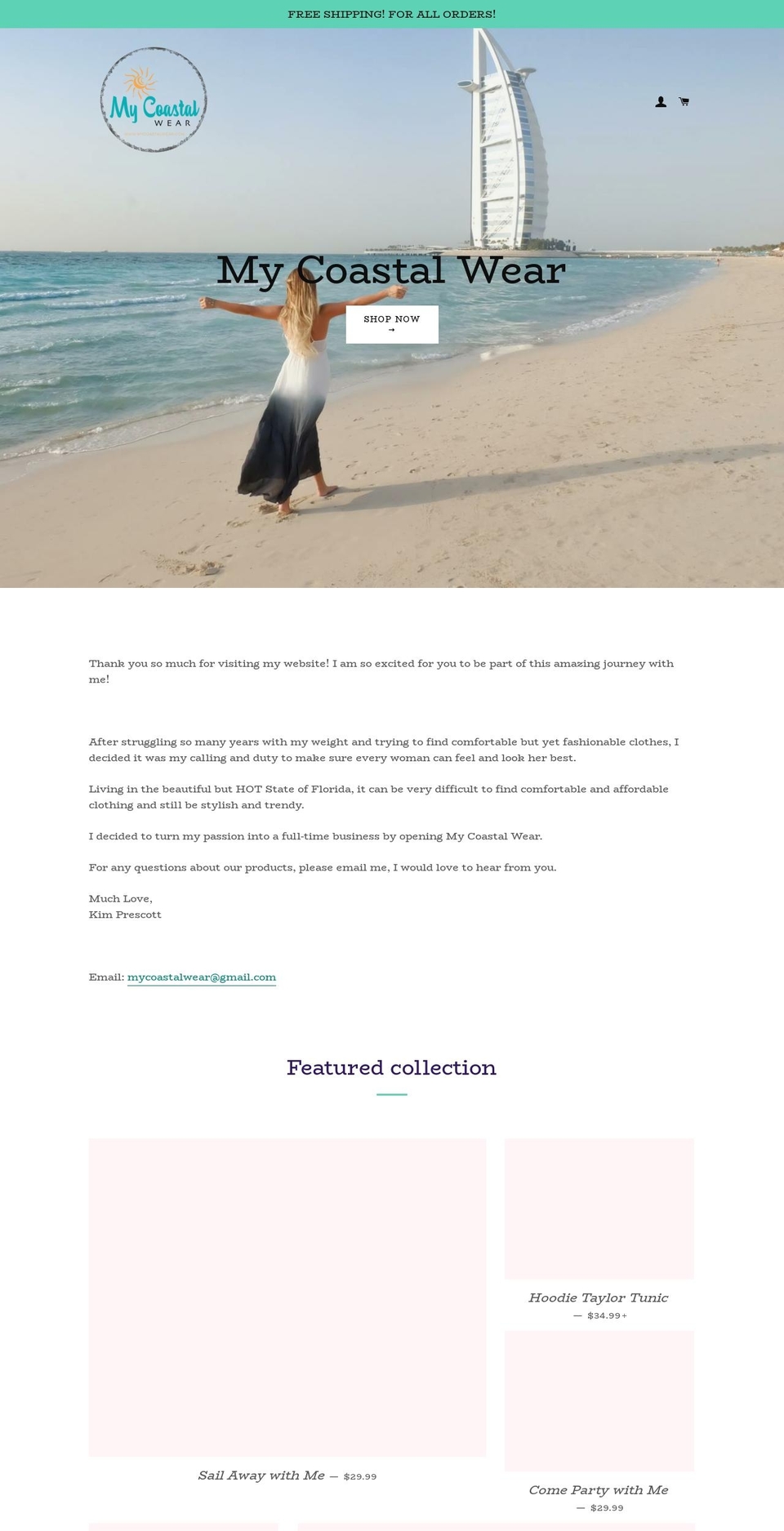 mycoastalwear.com — Shopify storefront screenshot