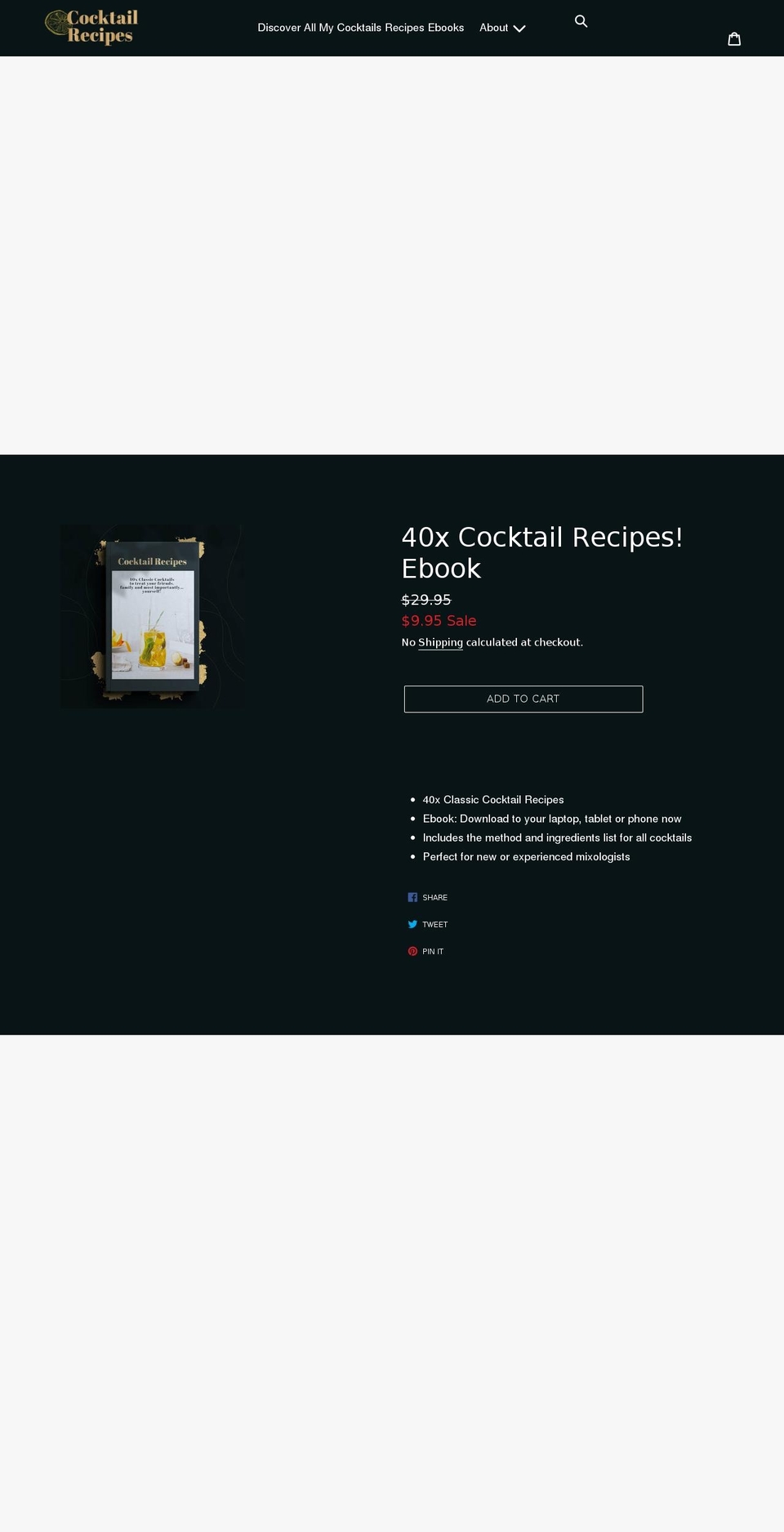 mycocktailsrecipes.com shopify website screenshot