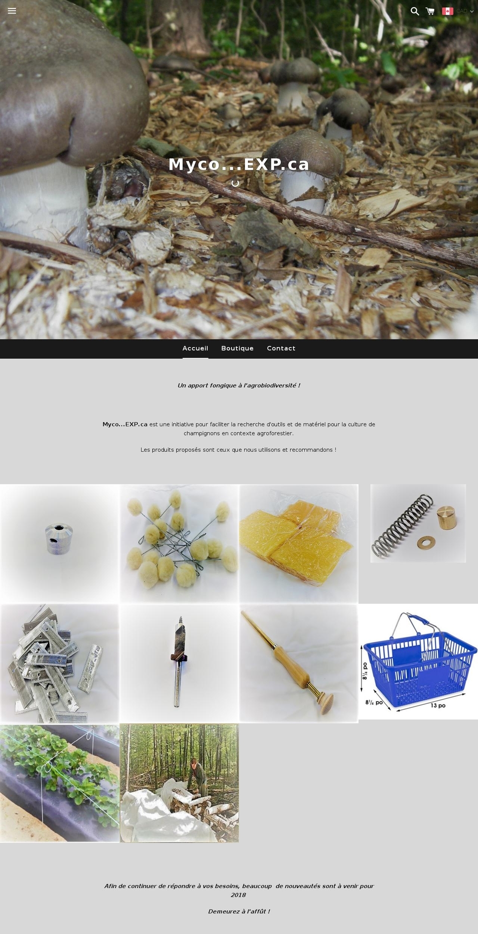 mycoexp.ca shopify website screenshot