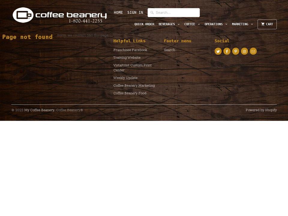 Coffee Shopify theme site example mycoffeebeanery.com