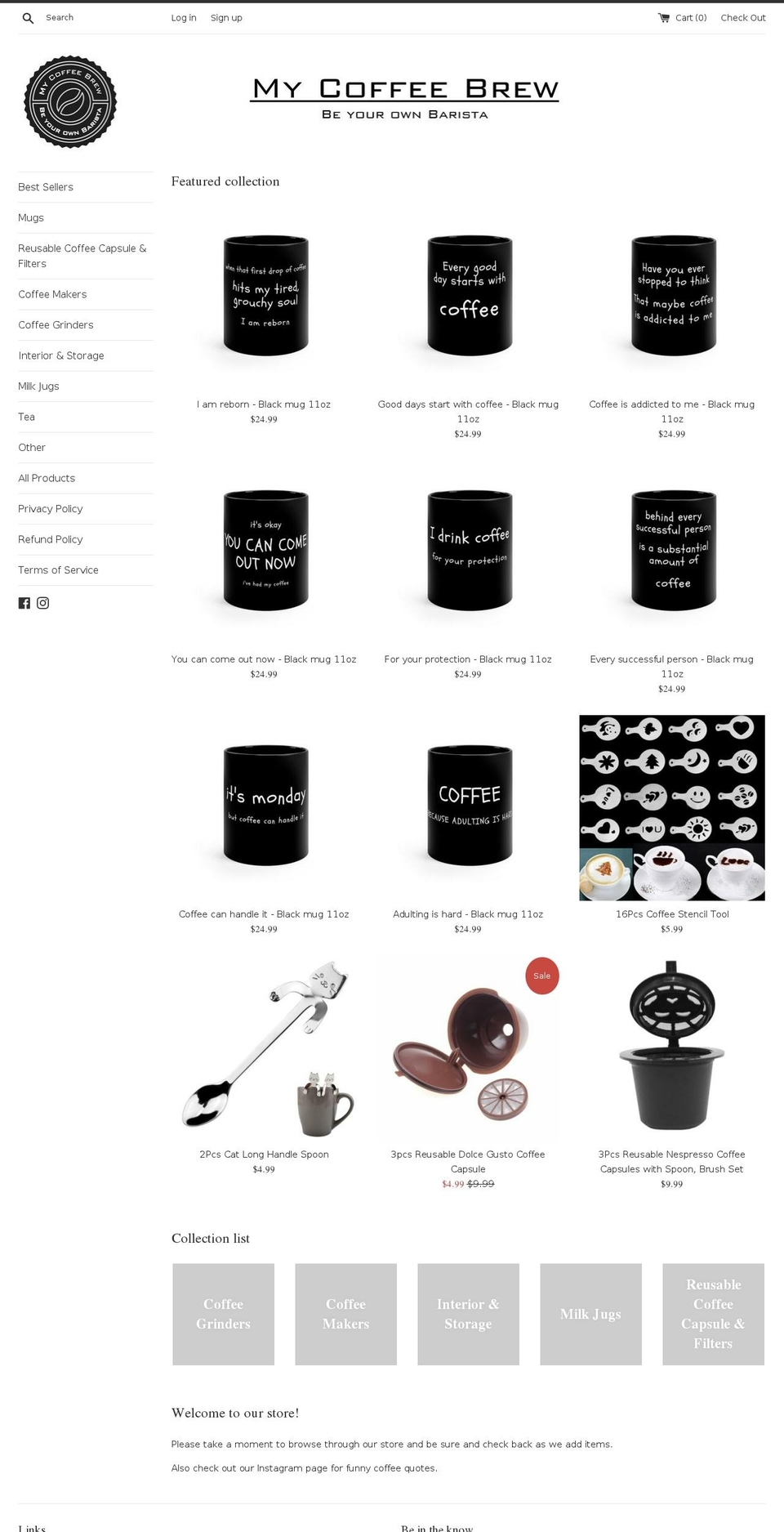 mycoffeebrew.com — Shopify storefront screenshot