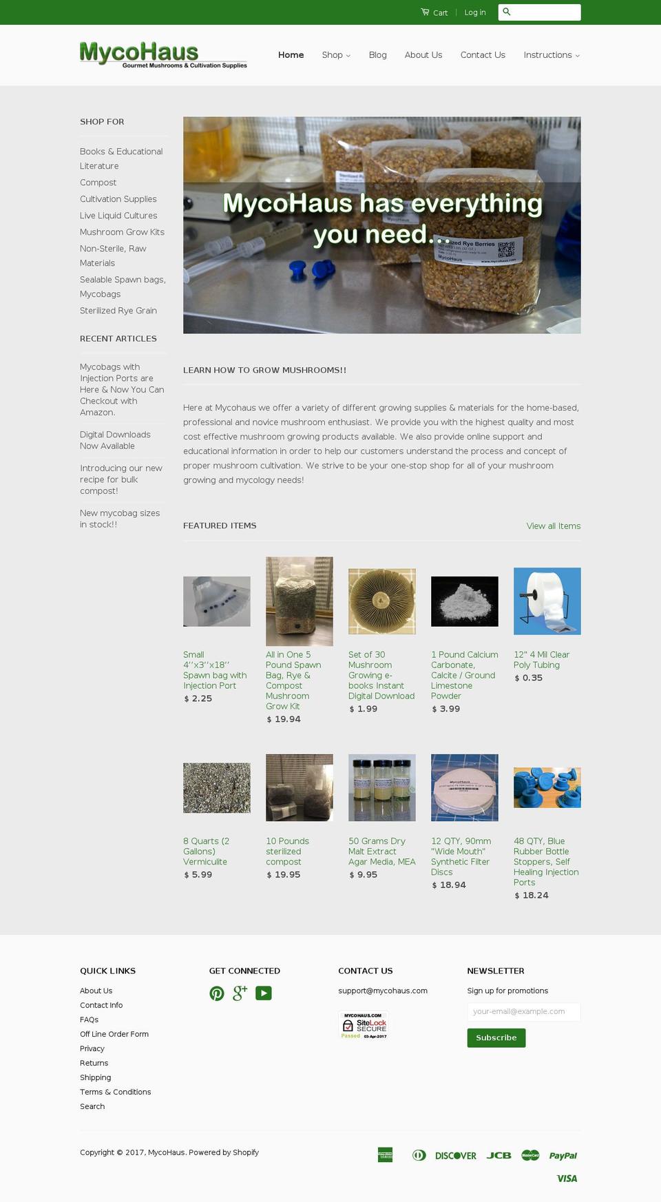 mycohaus.com shopify website screenshot