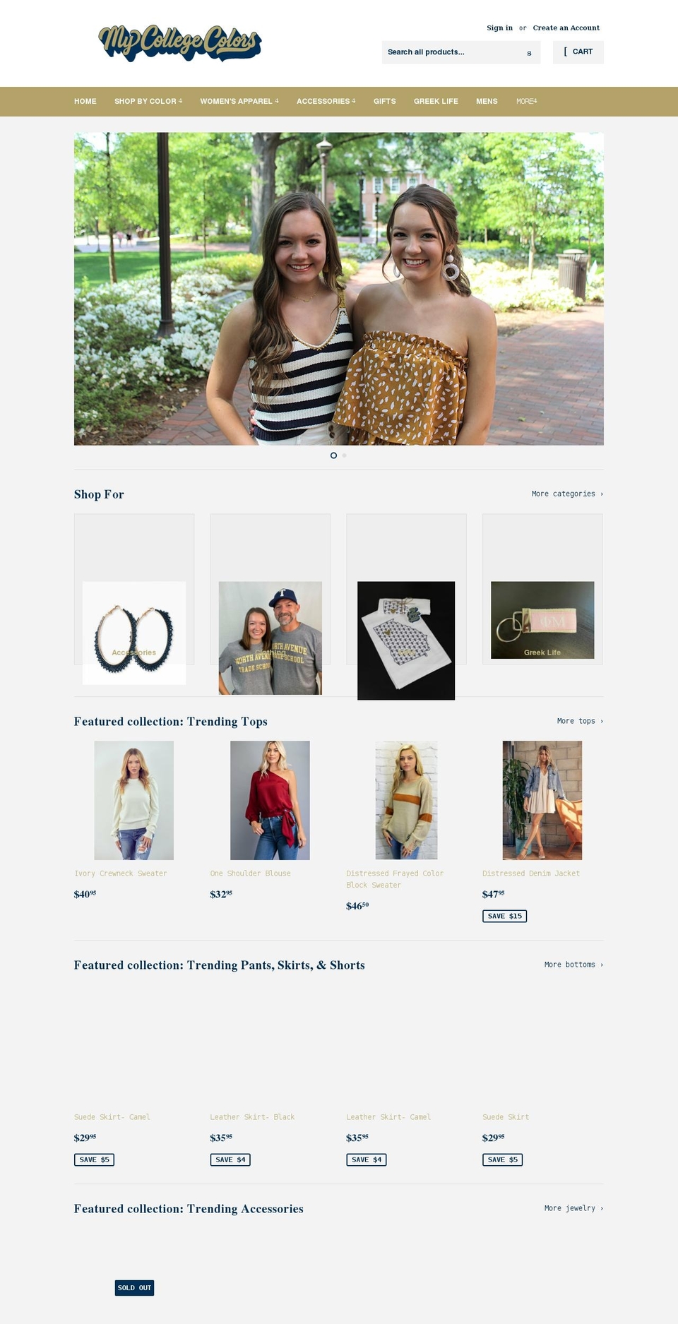 mycollegecolors.com shopify website screenshot