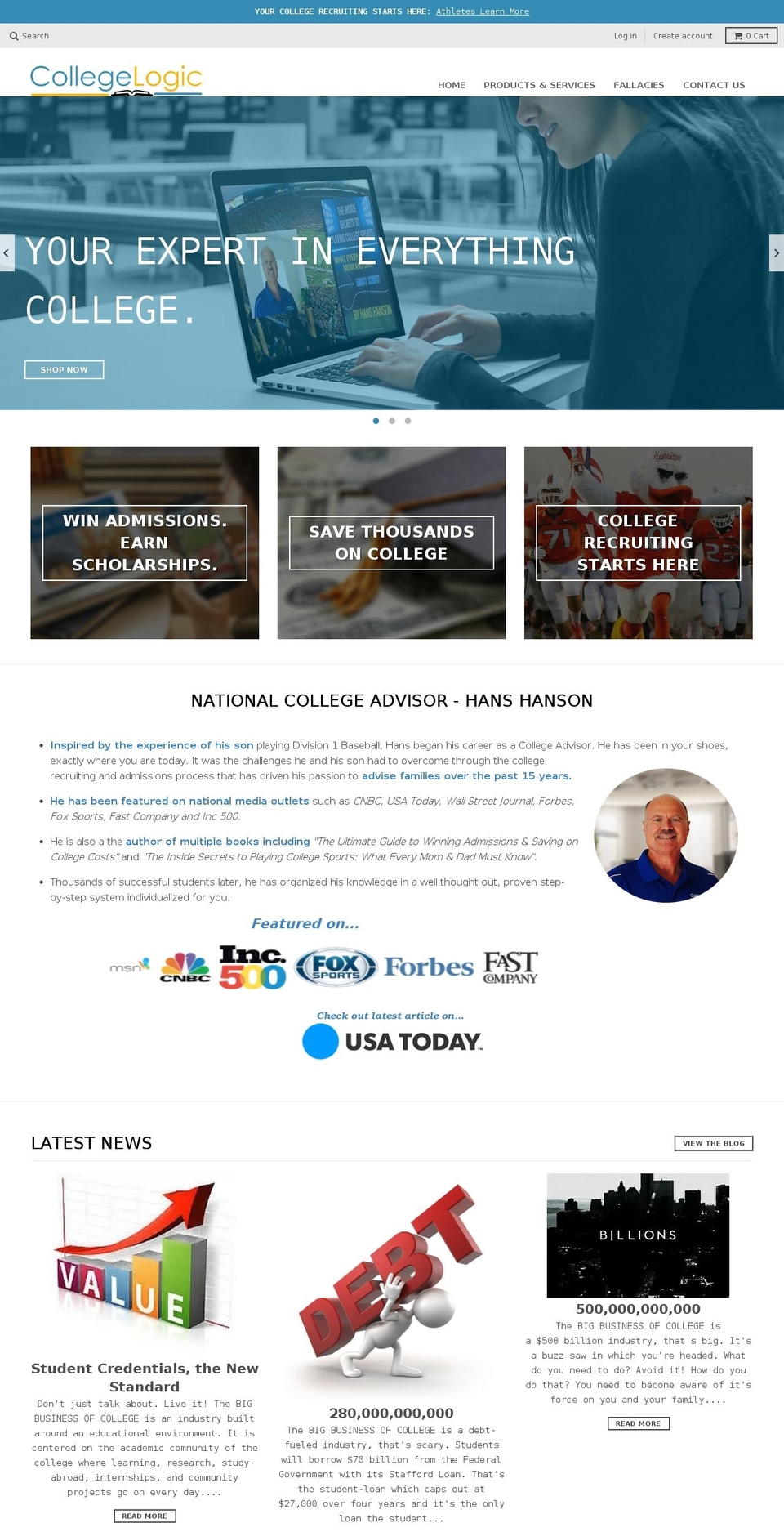 mycollegelogic.com shopify website screenshot