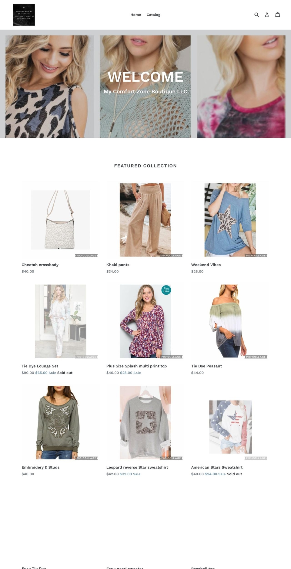 mycomfortzoneboutique.com — Shopify storefront screenshot