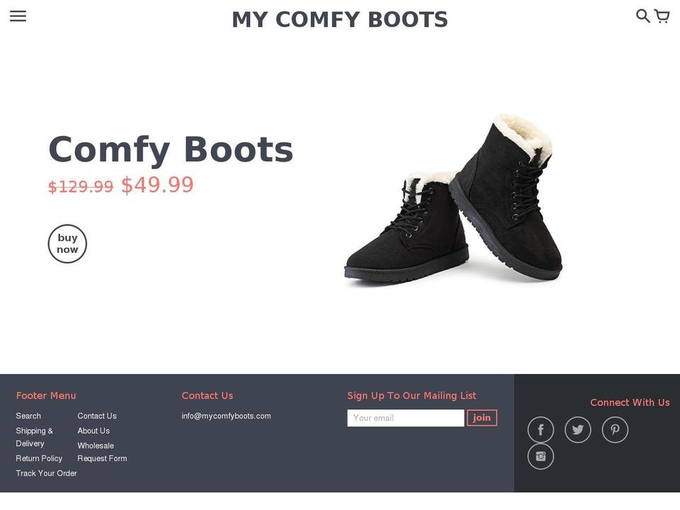 color Shopify theme site example mycomfyboots.com