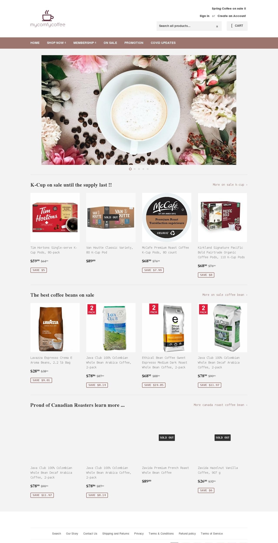 mycomfycoffee.com shopify website screenshot