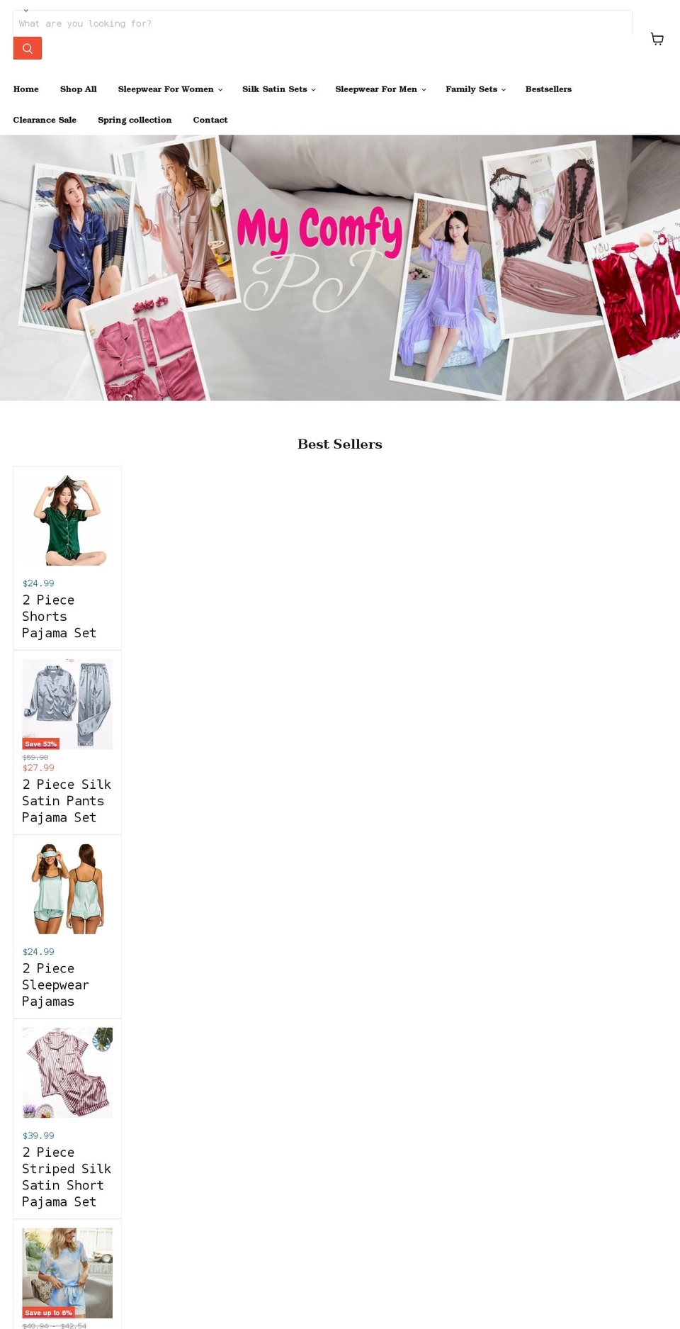 mycomfypajama.com shopify website screenshot