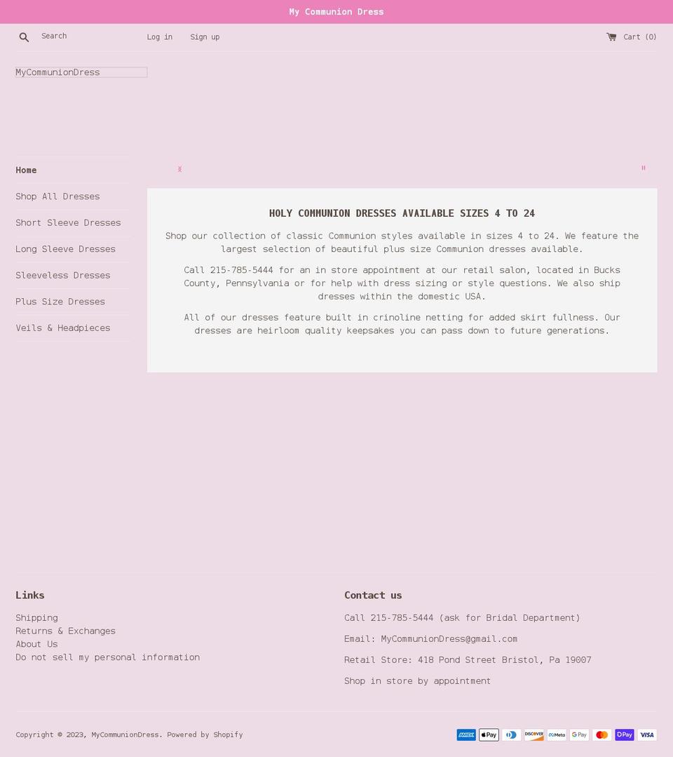 mycommuniondress.com shopify website screenshot