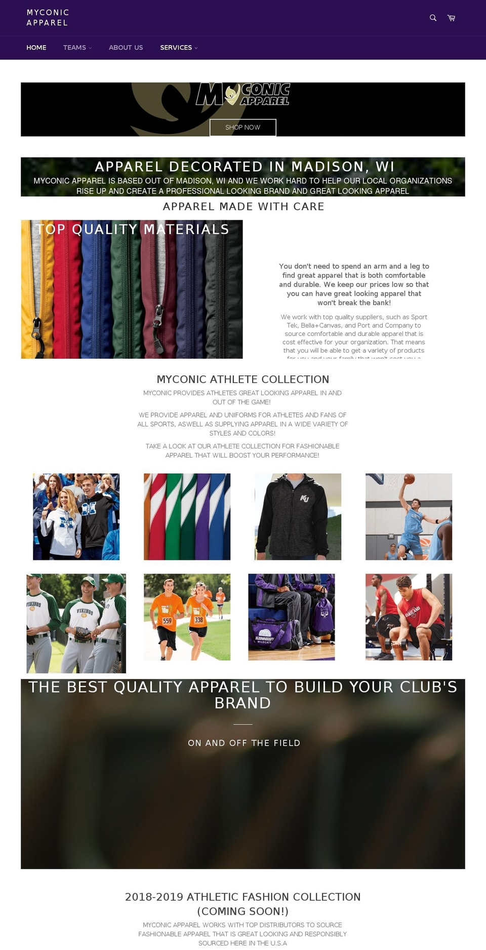 myconicapparel.com shopify website screenshot