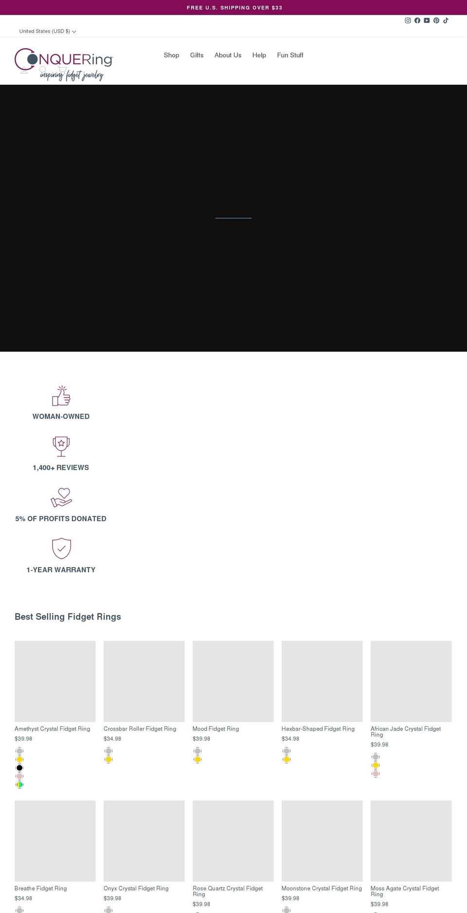 myconquering.com shopify website screenshot