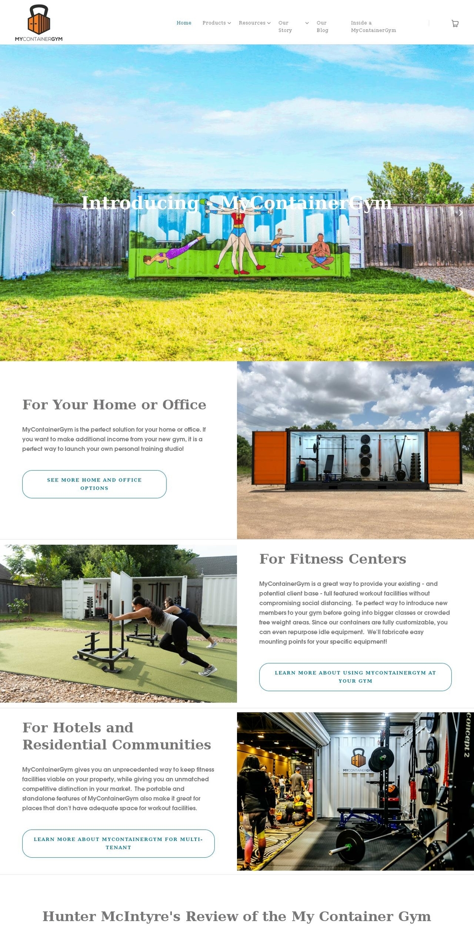 mycontainergym.com shopify website screenshot
