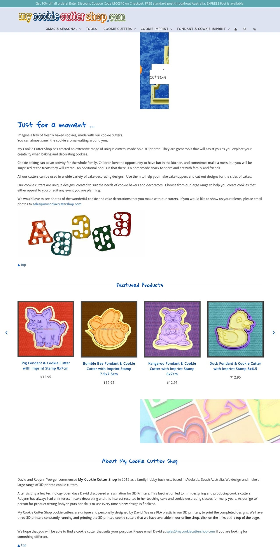 mycookiecuttershop.com — Shopify storefront screenshot