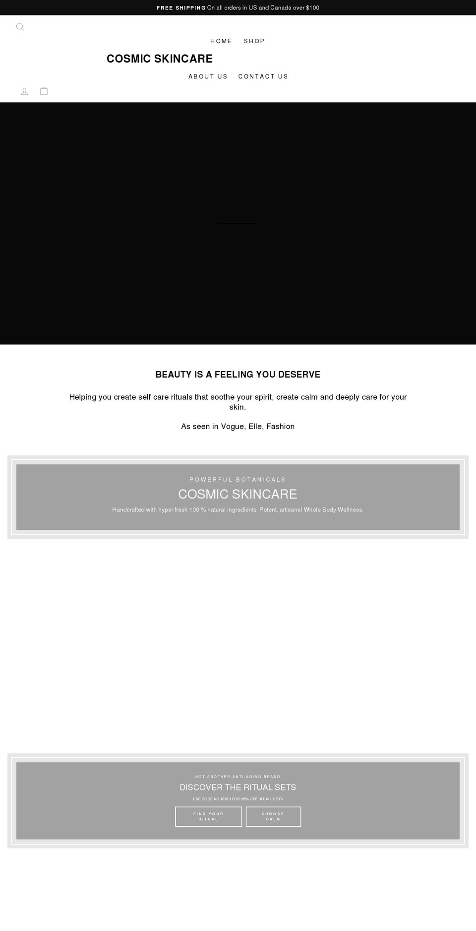 mycosmicskincare.com shopify website screenshot