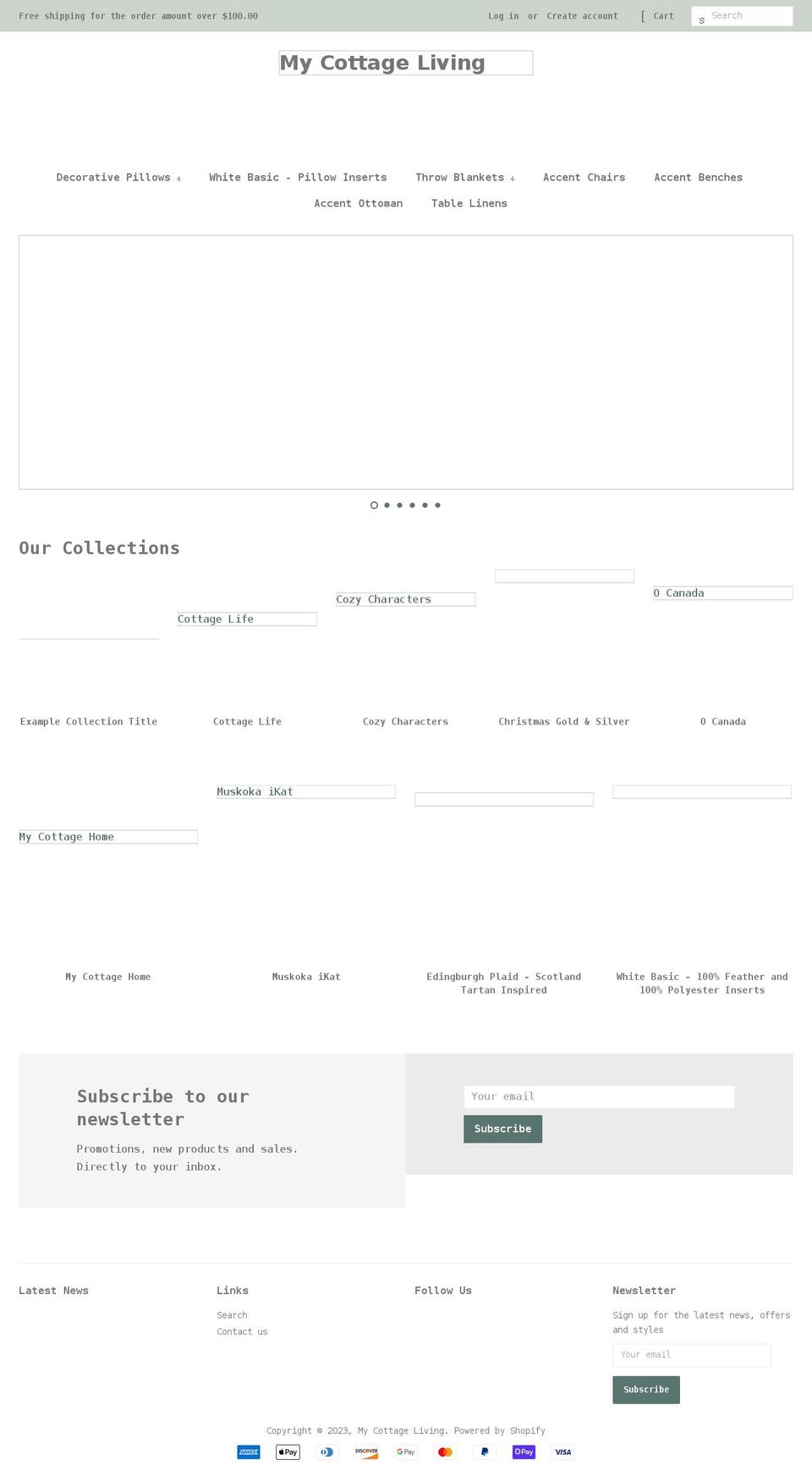 mycottageliving.com shopify website screenshot