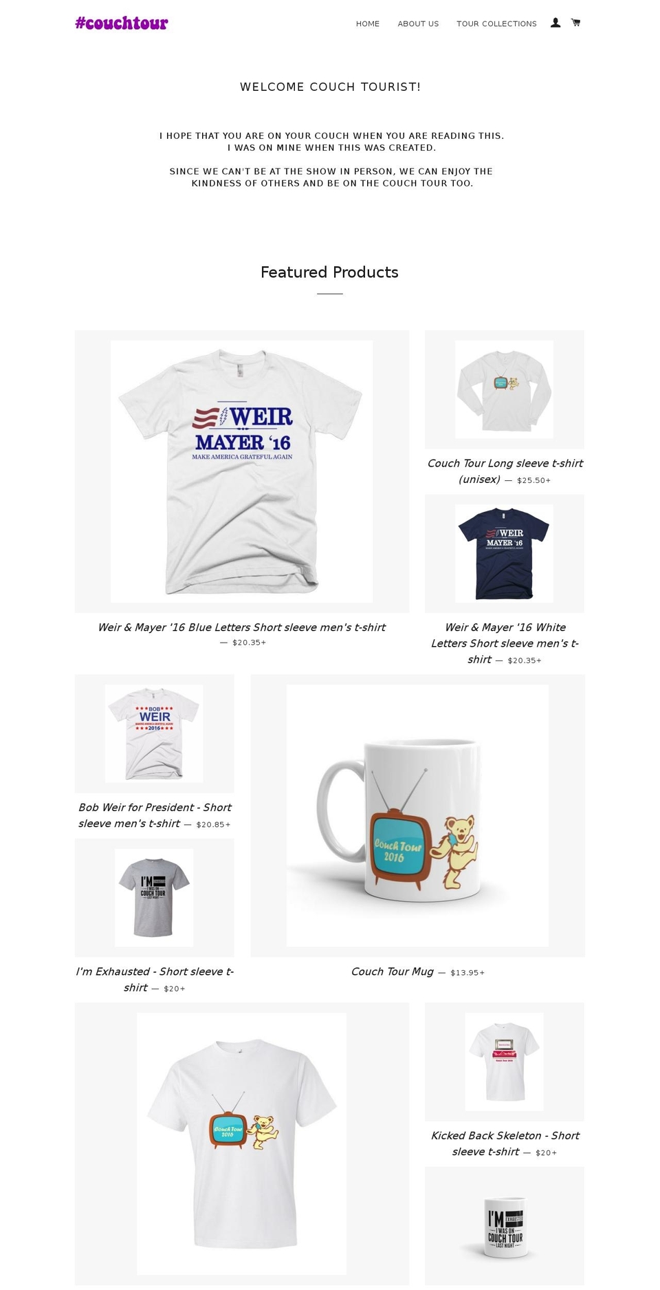 mycouchtour.com shopify website screenshot