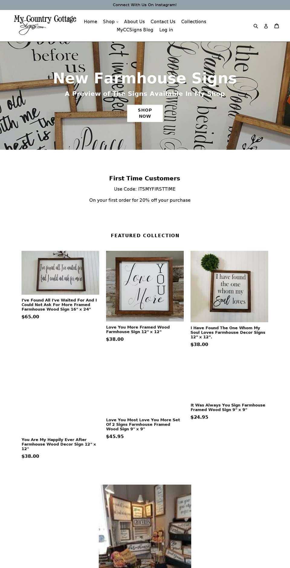 mycountrycottagesigns.com — Shopify storefront screenshot