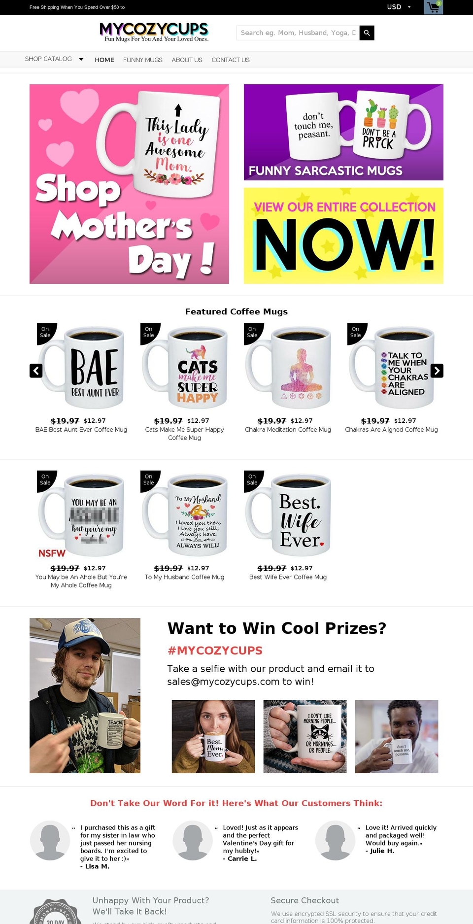 mycozycups.com shopify website screenshot
