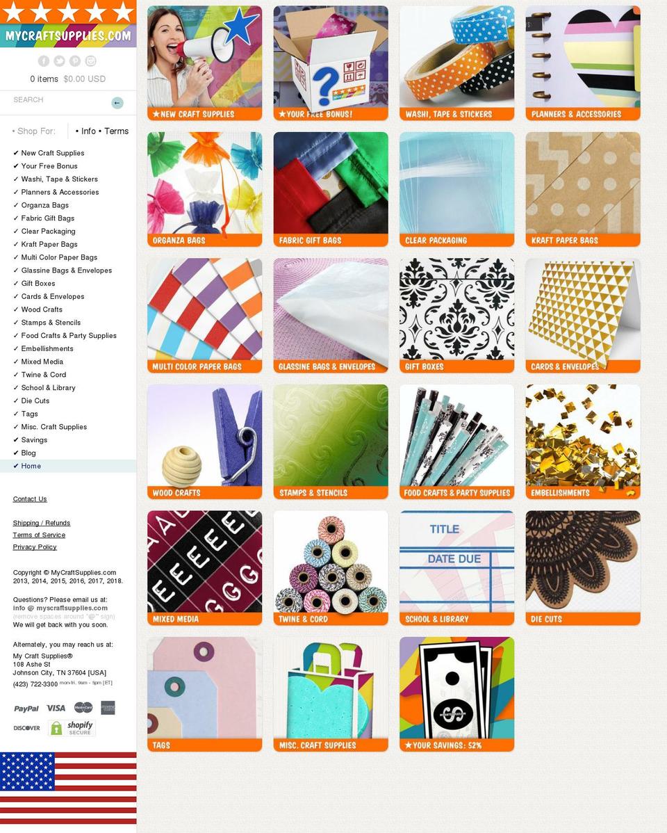 mycraftsupply.com shopify website screenshot