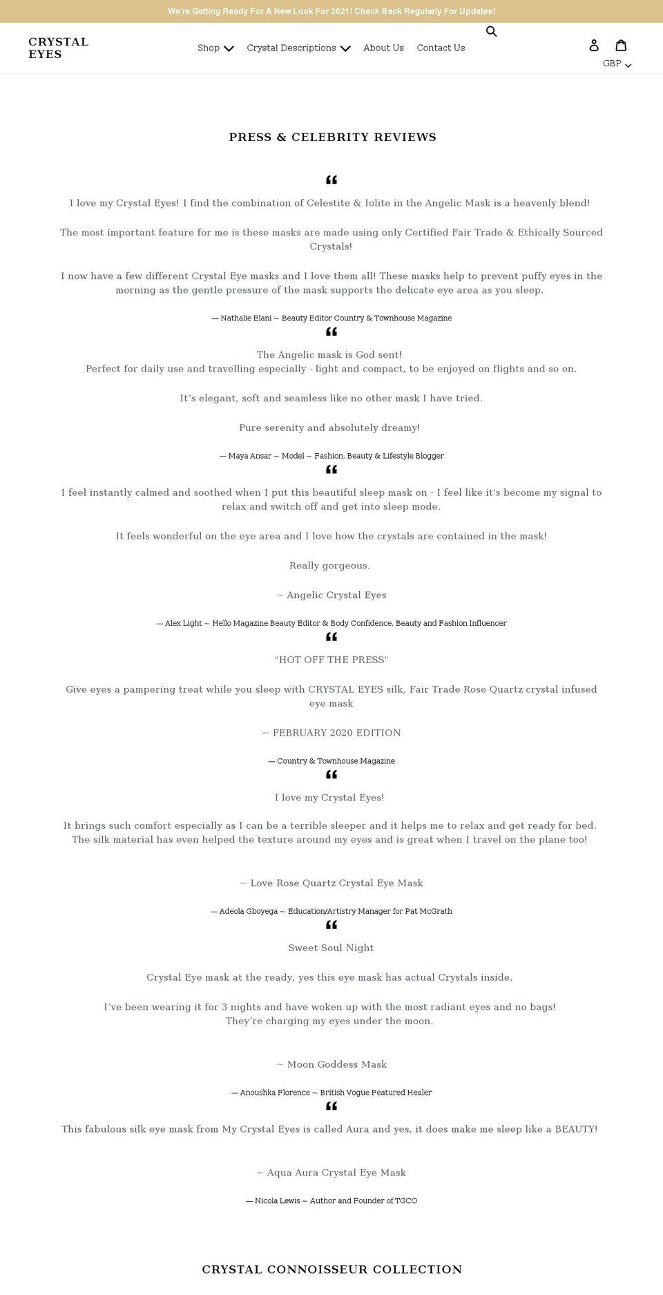 mycrystaleyes.com shopify website screenshot