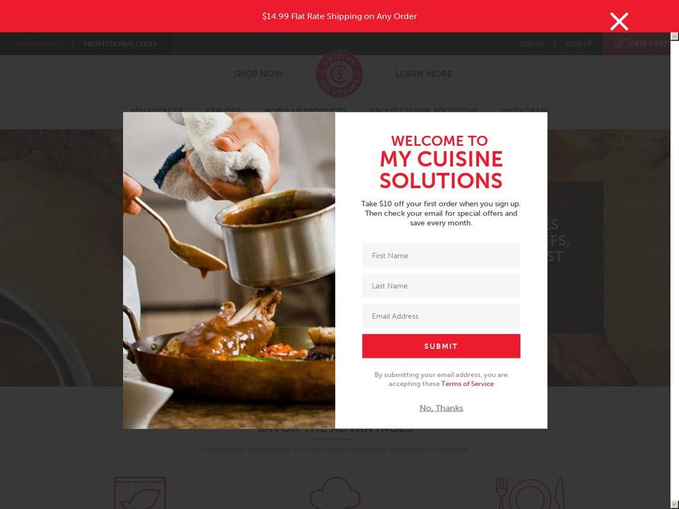 Parallax Shopify theme site example mycuisinesolutions.com