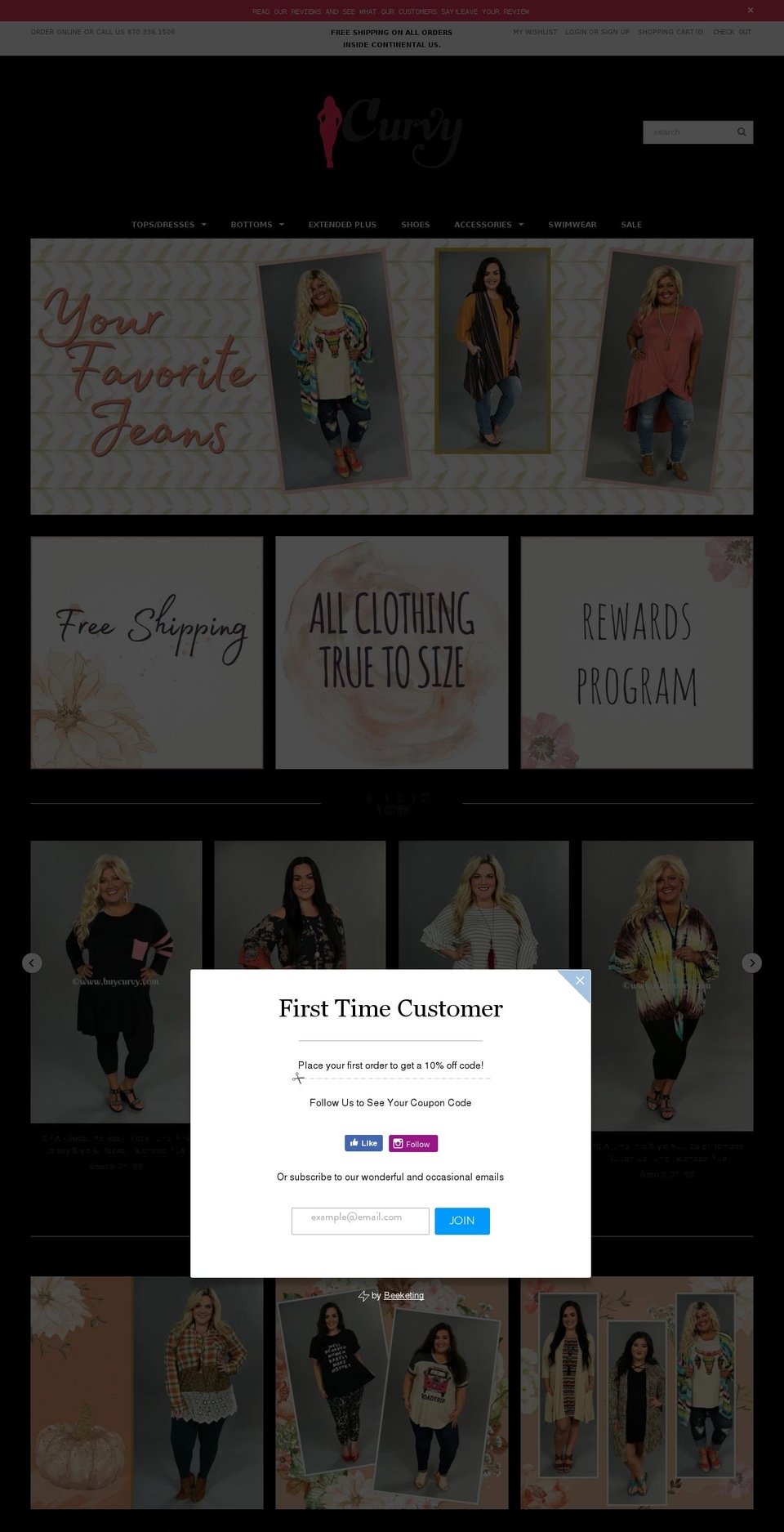 mycurvy.store shopify website screenshot