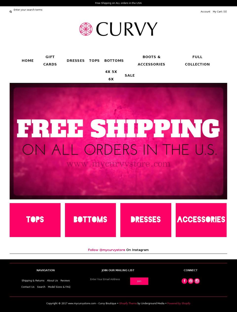 mycurvystore.com shopify website screenshot