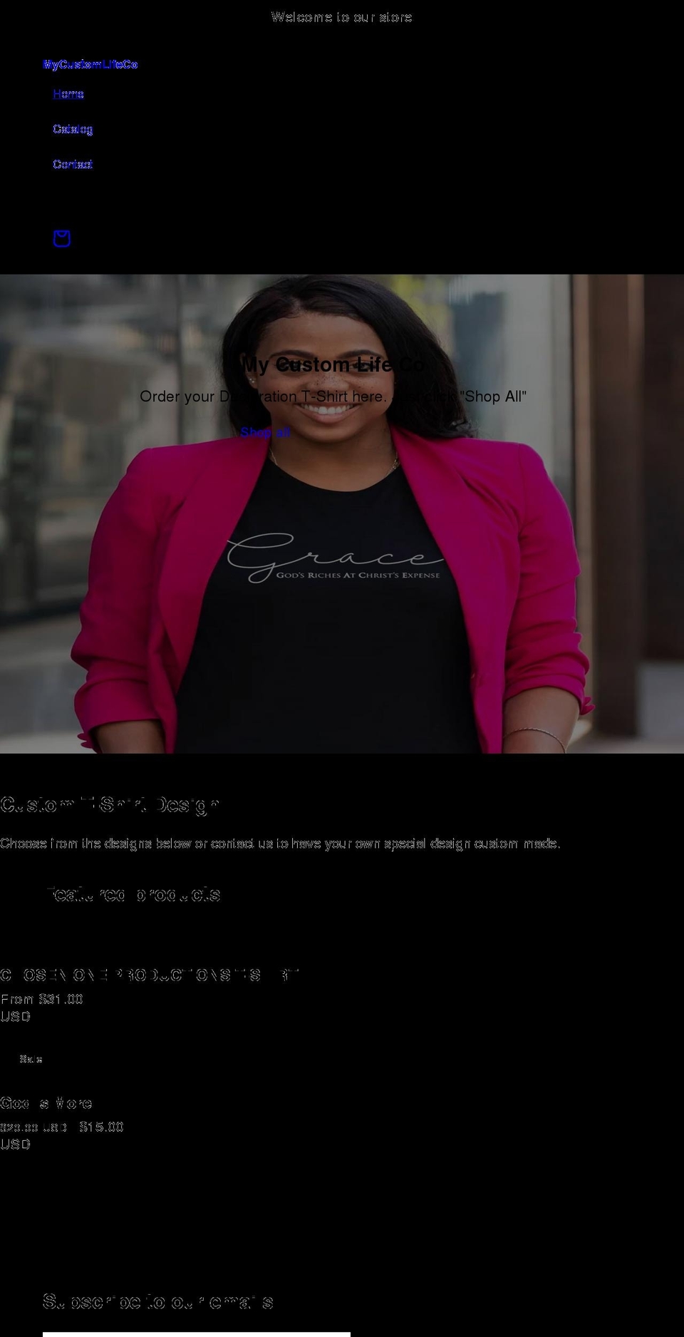 mycustomlifeco.com shopify website screenshot