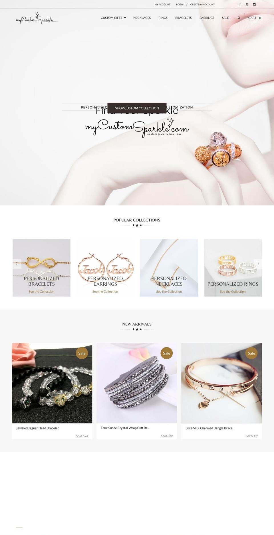 Jewelry r Shopify theme site example mycustomsparkle.com