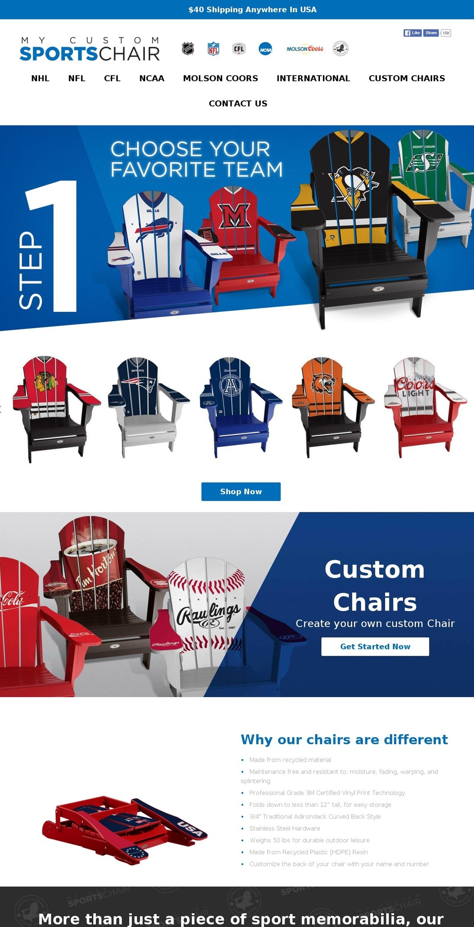 mycustomsportschair.com shopify website screenshot