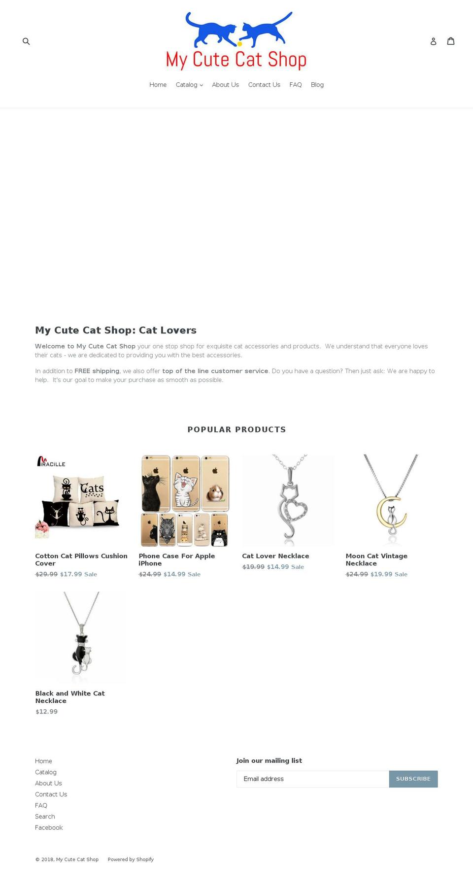 mycutecatshop.com — Shopify storefront screenshot