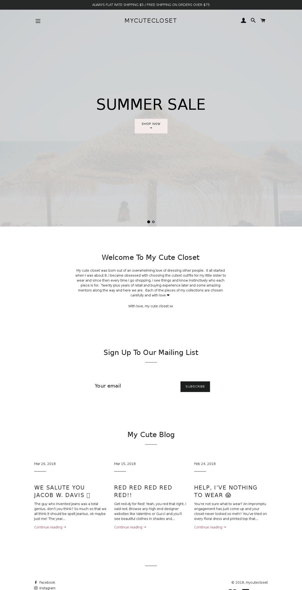 MyCuteTheme Shopify theme site example mycutecloset.com