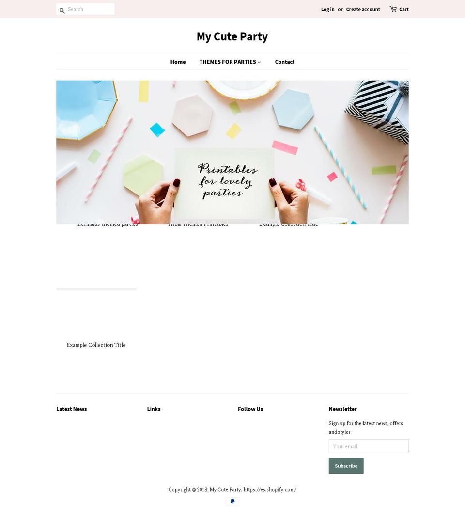 mycuteparty.com — Shopify storefront screenshot