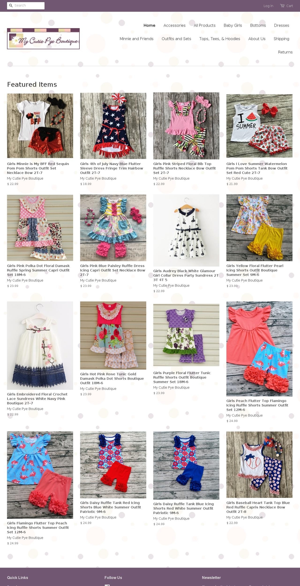 mycutiepye.com shopify website screenshot