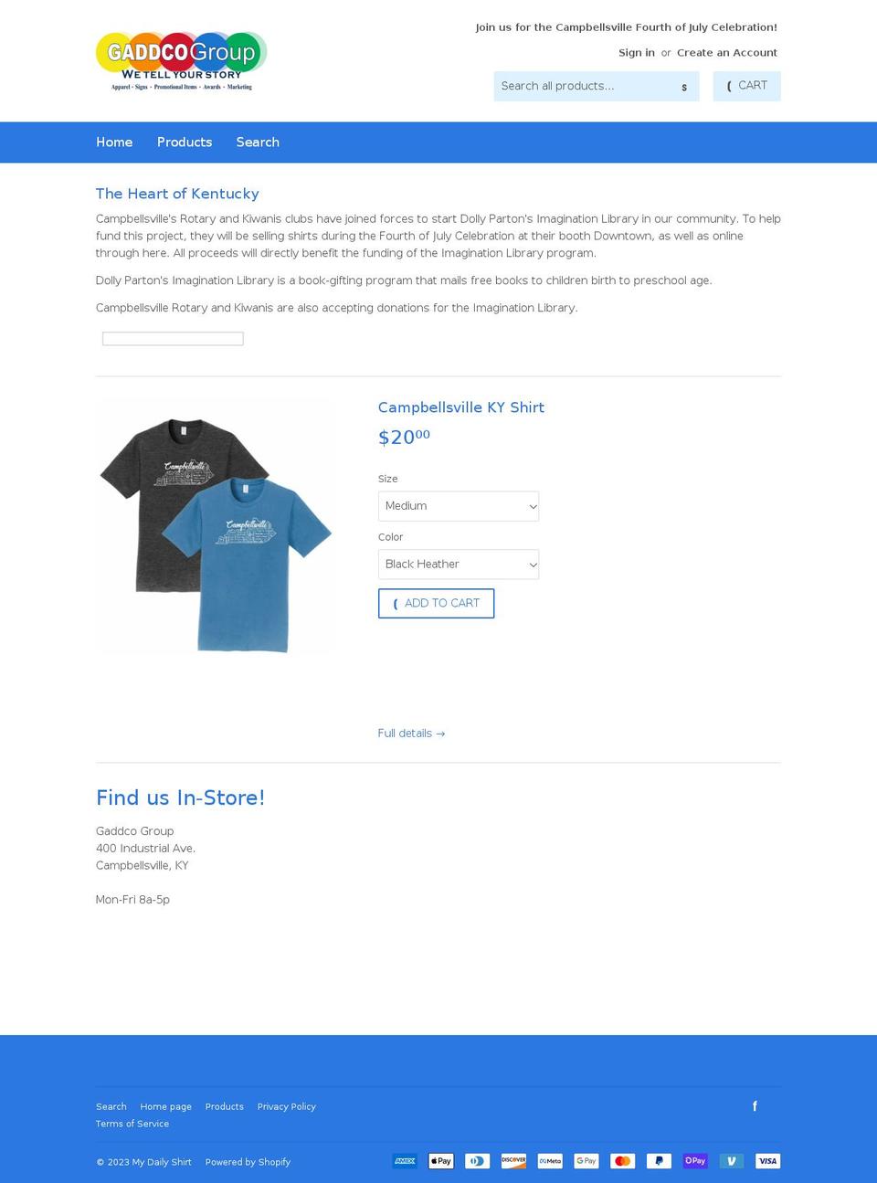 mydailyshirt.com shopify website screenshot