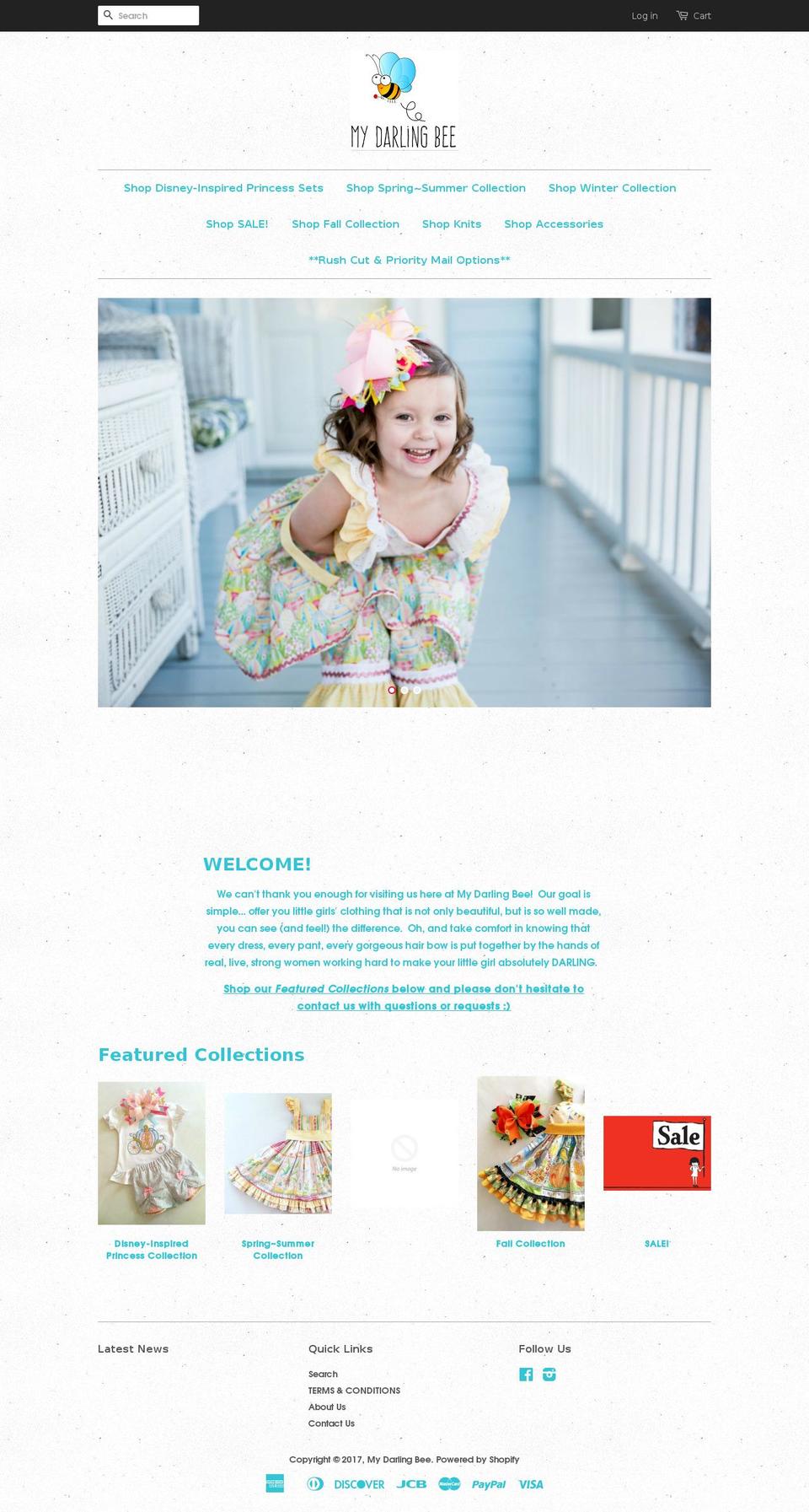 mydarlingbee.com shopify website screenshot