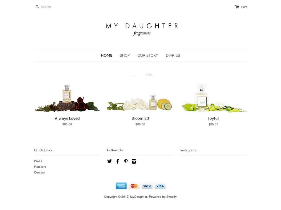 mydaughterfragrance.com shopify website screenshot