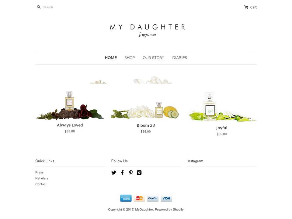 mydaughterfragrances.com shopify website screenshot