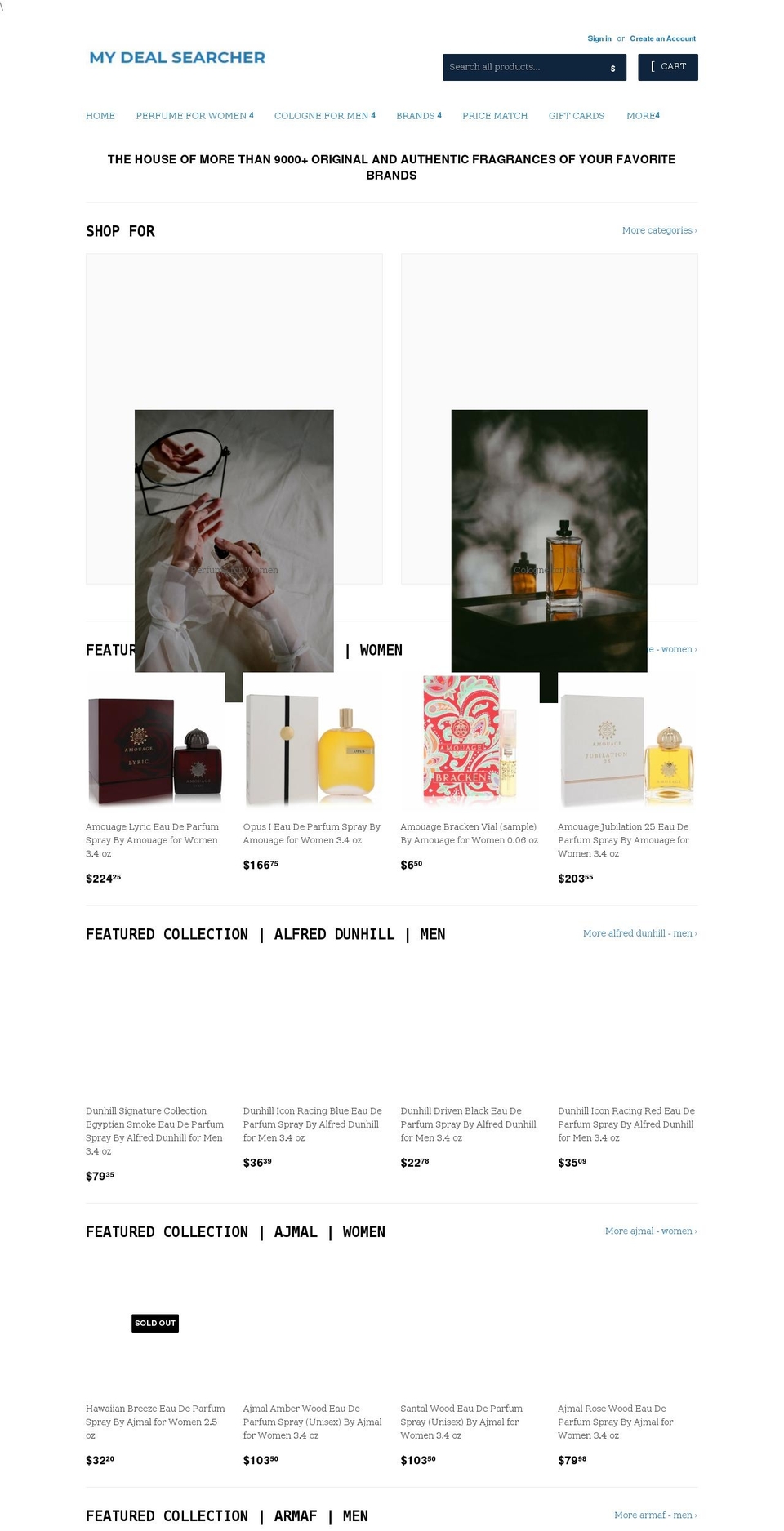 mydealsearcher.com shopify website screenshot