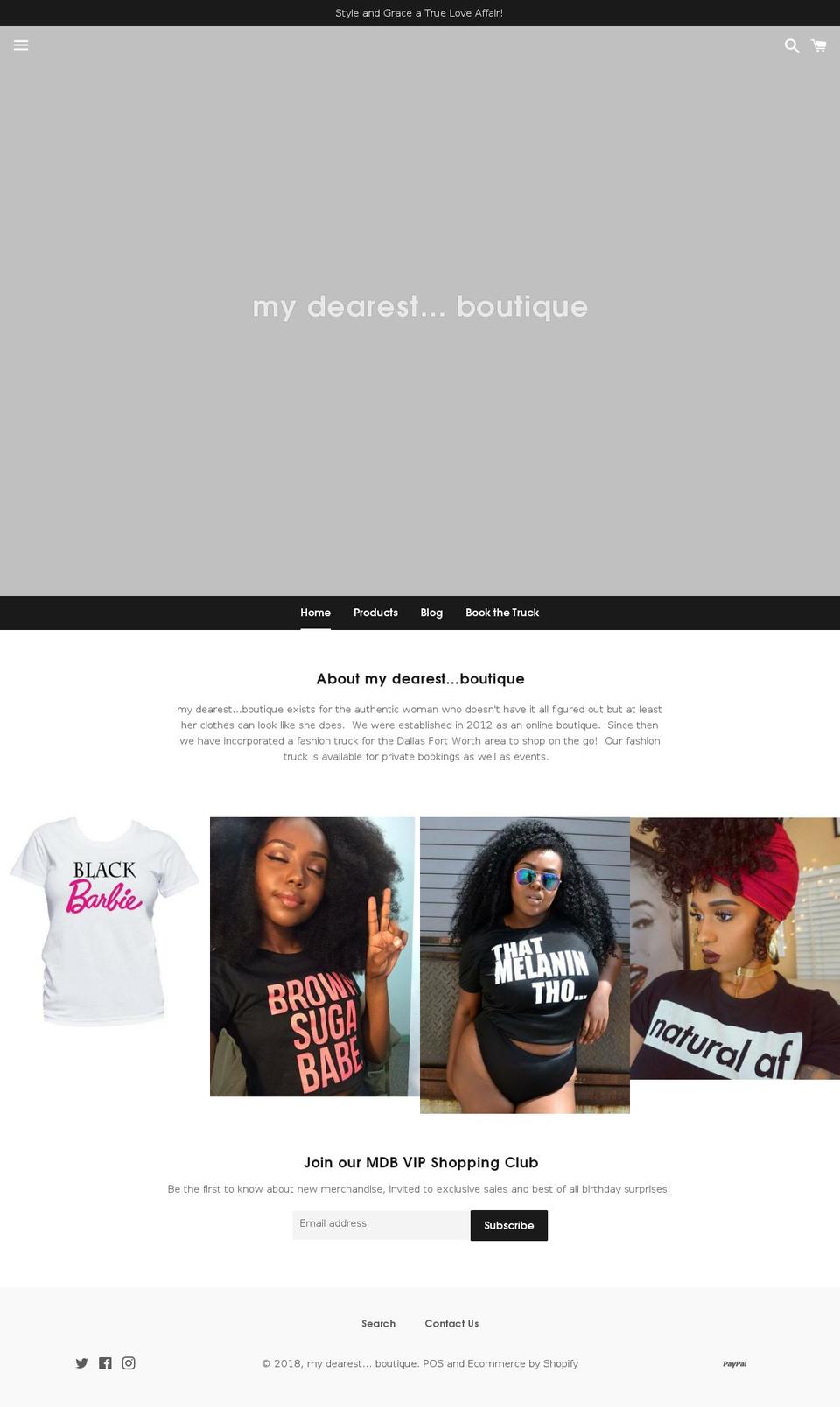 mydearestboutique.com — Shopify storefront screenshot