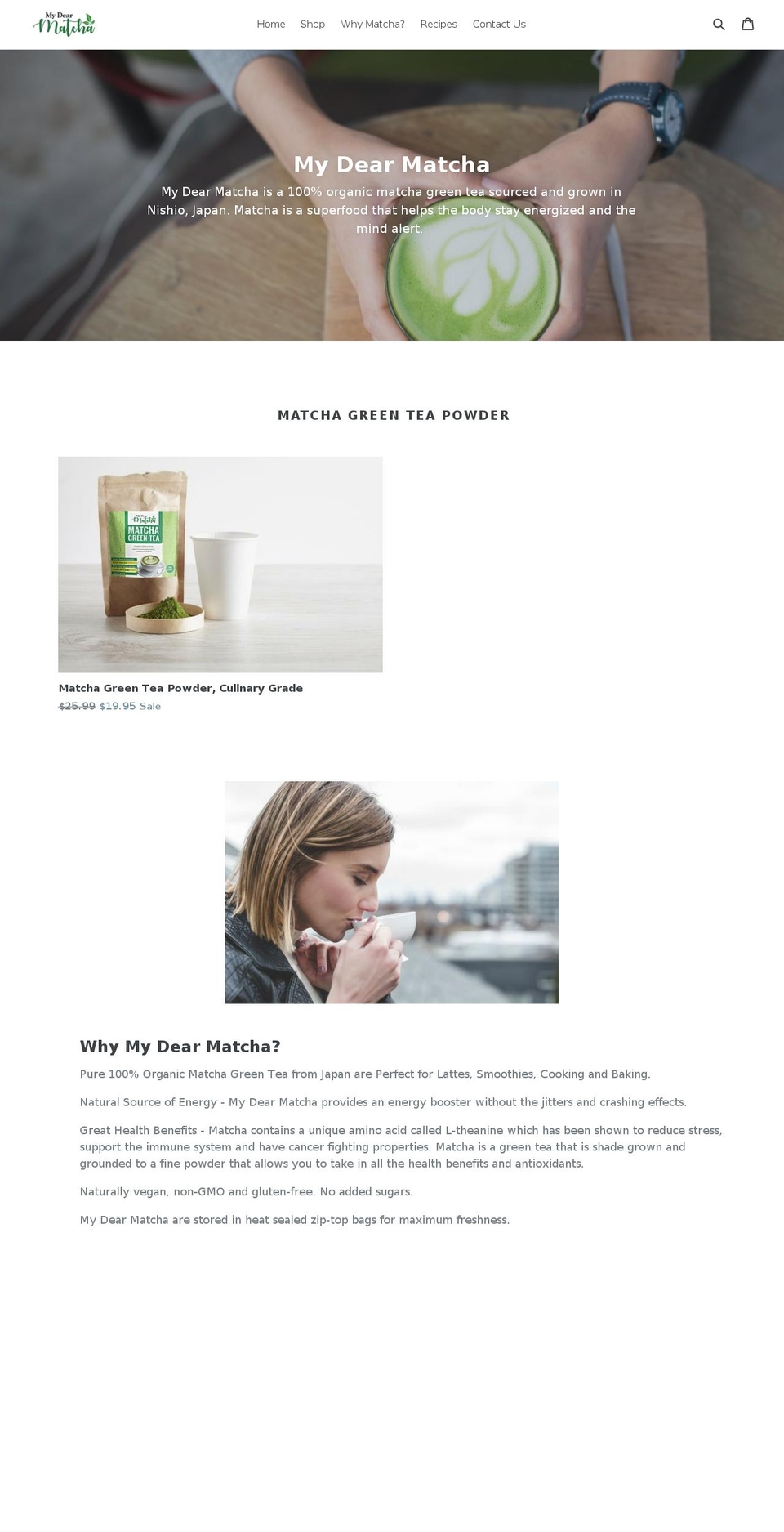 mydearmatcha.com — Shopify storefront screenshot