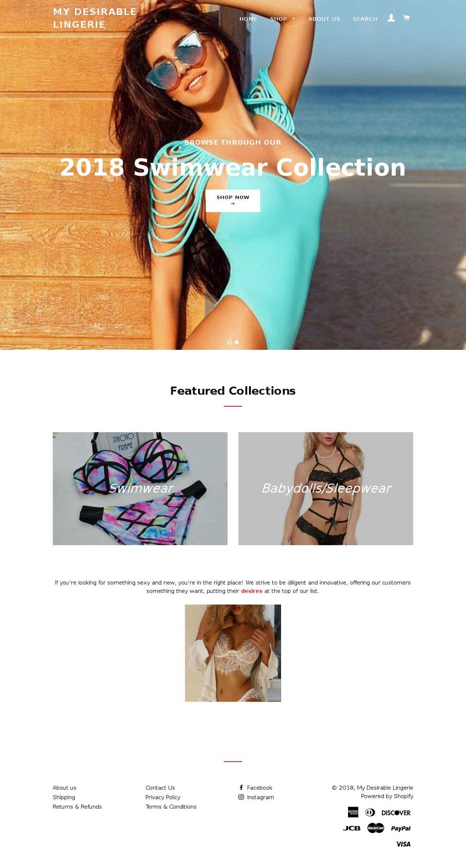 mydesirablelingerie.com — Shopify storefront screenshot