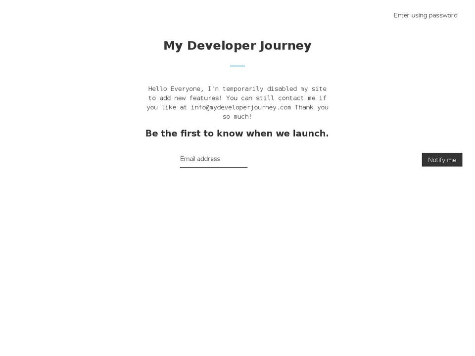 Editorial Shopify theme site example mydeveloperjourney.com