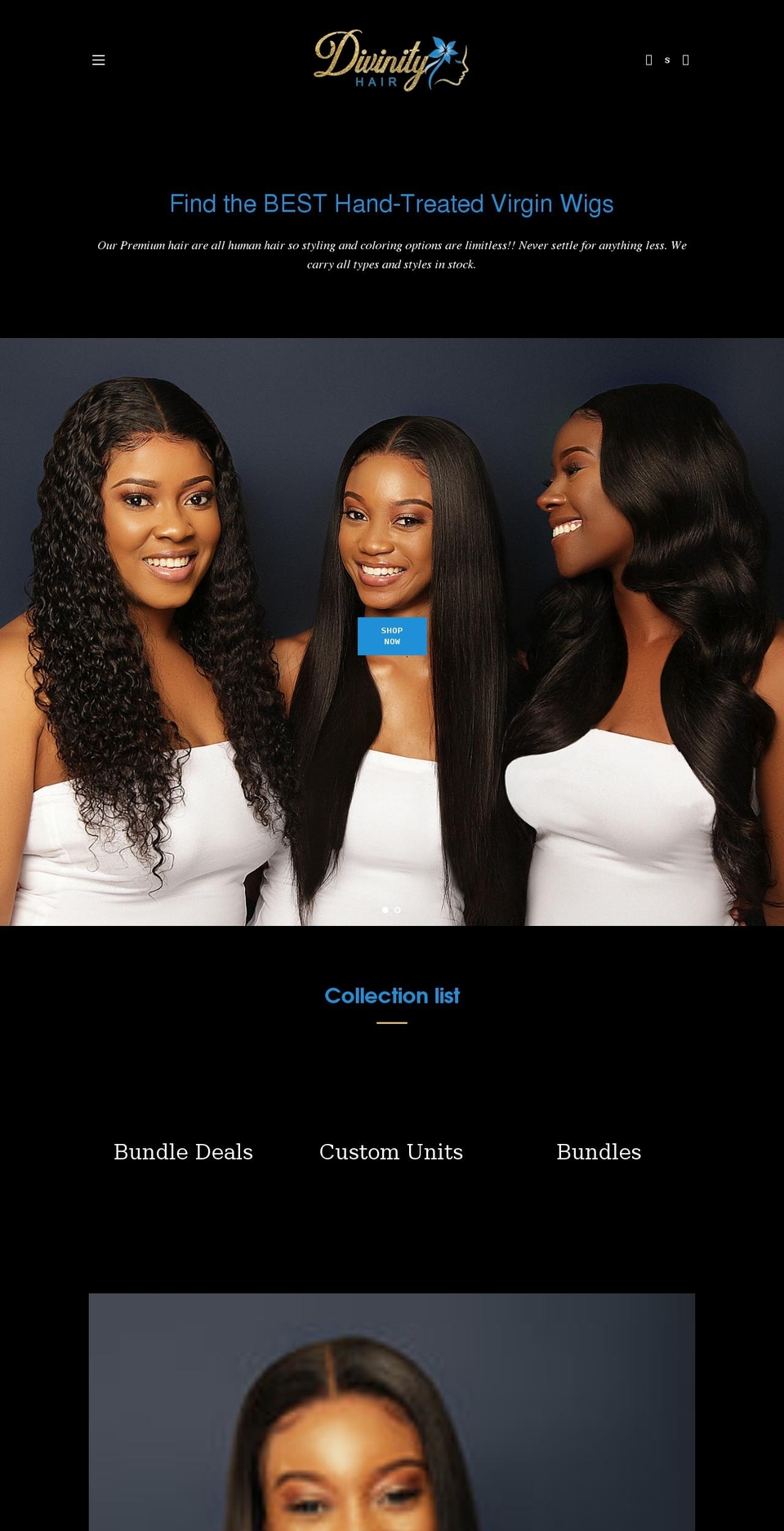 mydivinityhair.com shopify website screenshot