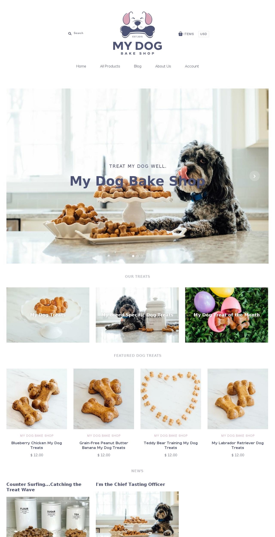 mydogbakeshop.com shopify website screenshot