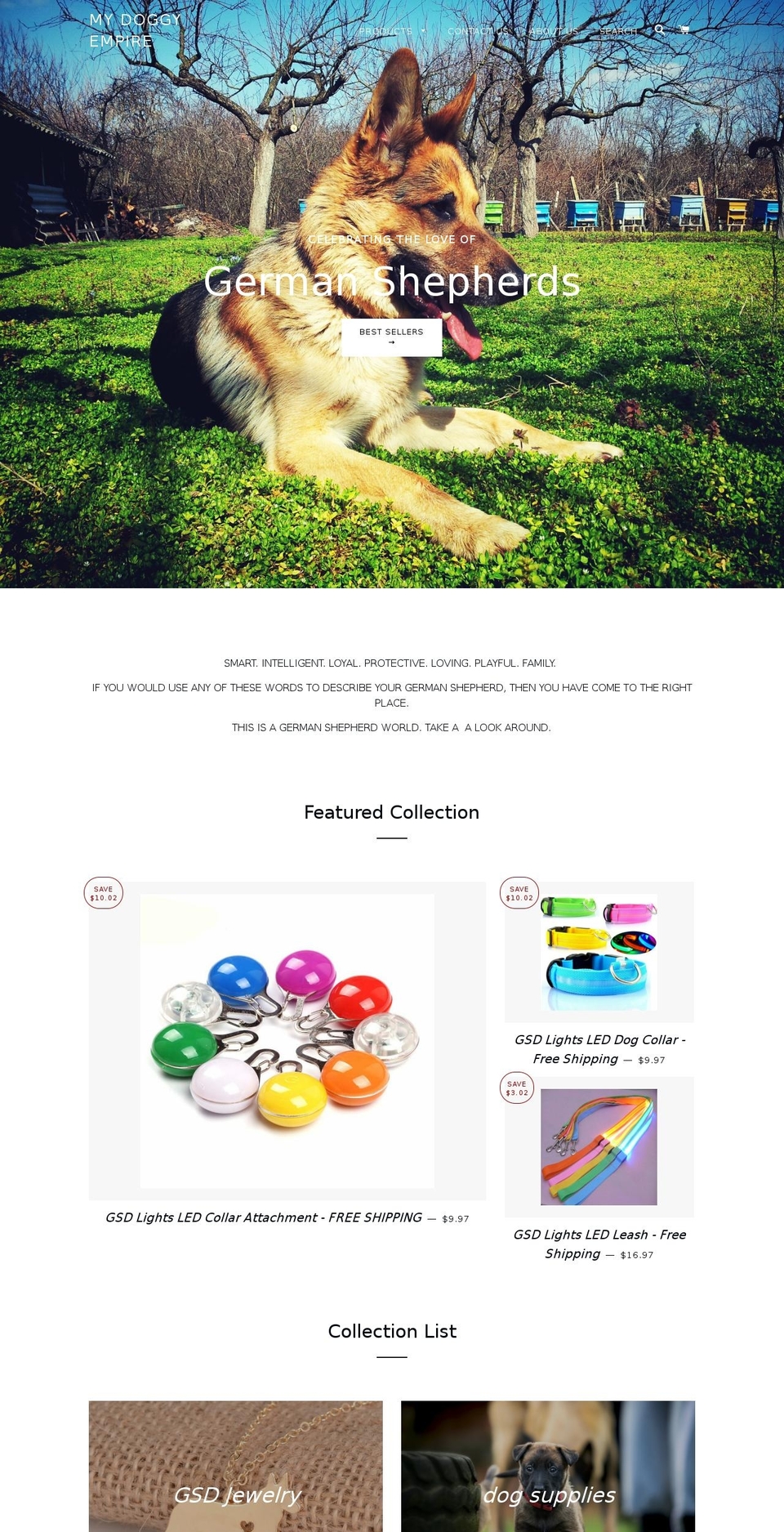 mydoggyempire.com — Shopify storefront screenshot