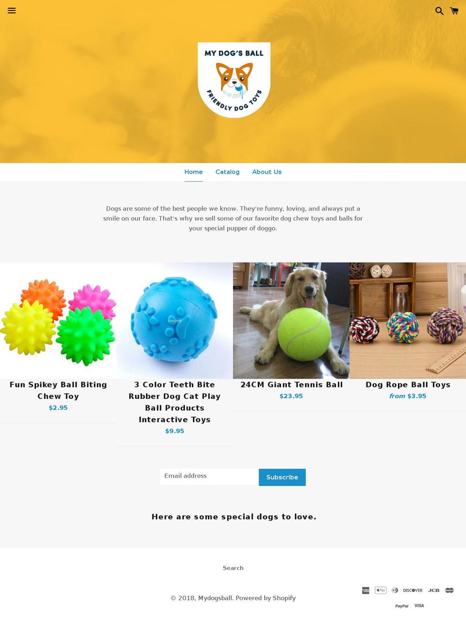 mydogsball.com — Shopify storefront screenshot